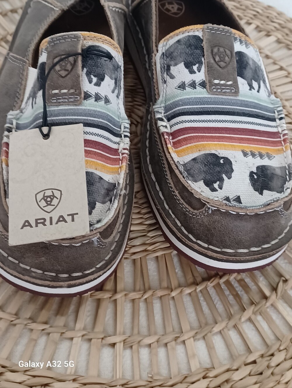 Ariat Women's Cruiser slip-on shoes featuring a distinct buffalo print and Sz. 8